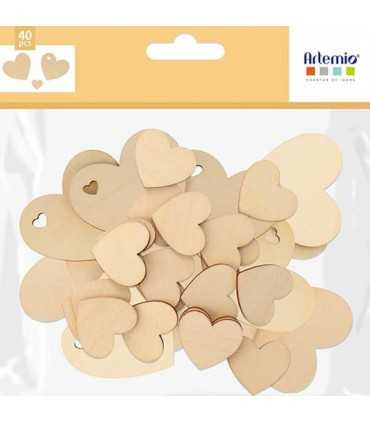SILUETAS MADERA CORAZONES 40 UNIDADES ARTEMIO