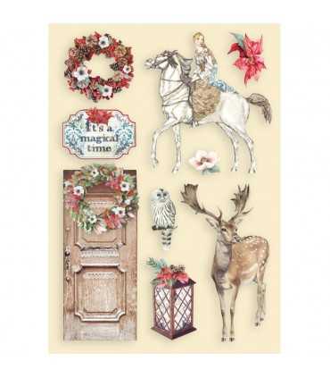 FORMAS COLOREADAS MADERA 21x14 CM CABALLO Y CIERVO