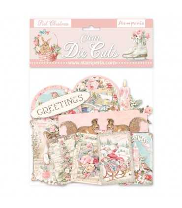 CLEAR DIE CUTS PINK CHRISTMAS 40 UNIDADES