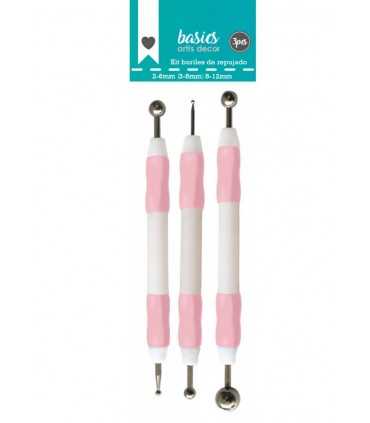 SET 3 BURILES REPUJADO 2-6 MM, 3-8 MM Y 8-12 MM