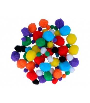 POMPONES MIX COLORES TAMAÑOS SURTIDOS 78 UD