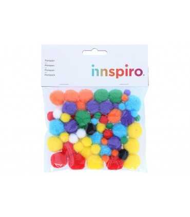 POMPONES MIX COLORES TAMAÑOS SURTIDOS 78 UD