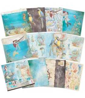 SET 12 PAPELES UNDER WATER LOVE 8X8 CIAO BELLA