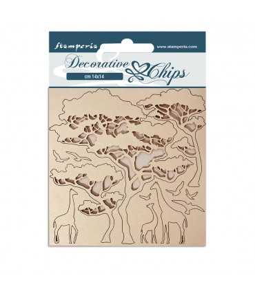 SILUETAS CARTON 14x14 CM SAVANA ZEBRA & TREE