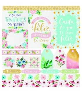 SET 12 PAPELES FLORAL THE FLOWER JOURNAL 12X12