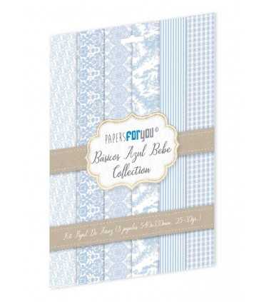 KIT 8 PAPELES ARROZ 54X33CM BASICOS AZUL BEBE