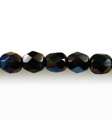 BOLA FACETADA CRISTAL 6 MM JET AZURO 25 UNIDADES