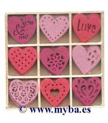 CORAZONES FIELTRO ARTEMIO 25 MM 45 UD MIX COLORES
