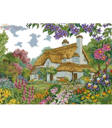 KIT PUNTO CRUZ PERIWINKLE COTTAGE LILLIPUT LANE