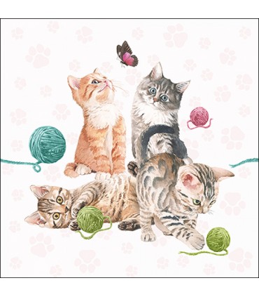 SERVILLETAS AMBIENTE 33X33 20 UD GATOS JUGANDO