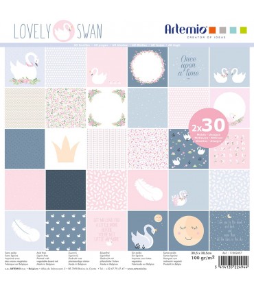PAPEL SCRAP LOVELY SWAN 30,5x30,5cm 60 ud