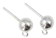 PENDIENTES PLATA BOLA 4mm ANILLA : Unidades:Envase 4 unidades