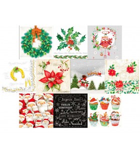 SERVILLETAS DECOUPAGE 33x33 CM MIX NAVIDAD 10 UD