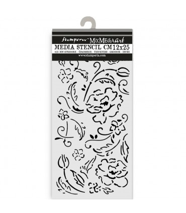 PLANTILLA MIX MEDIA 12x25 CM 0,5 MM OLD LACE FLORE