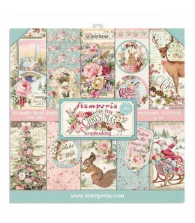 PAPELES SCRAP 10ud 12x12 PINK CHRISTMAS