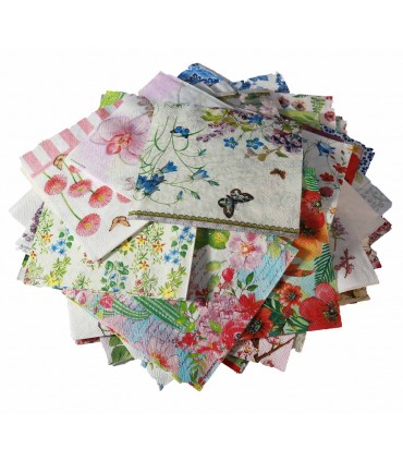SERVILLETAS MIX FLORES 45 UD  AMBIENTE 33x33 CM