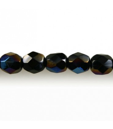 BOLA FACETADA CRISTAL 4 MM JET AZURO 40 UNIDADES