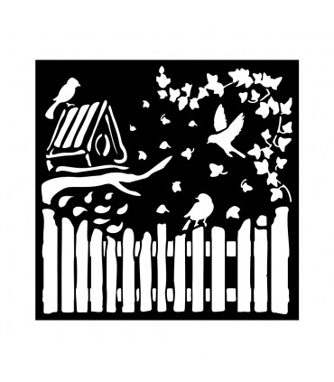 PLANTILLA MIX MEDIA 18x18CM 0,25MM VALLA Y PAJAROS