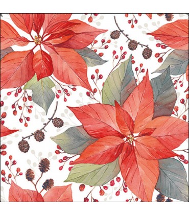 SERVILLETAS AMBIENTE 20 UD POINSETTIA AND BERRIES