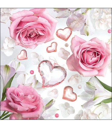 SERVILLETAS AMBIENTE 33x33cm 20UD ROSAS ROSAS