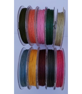 SET 12 COLORES CORDÓN ALGODÓN ENCERADO 1MMx25M