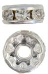 RONDEL DE METAL CON CRISTALES 6 mm. PLATEADO : Unidades por color:10 u