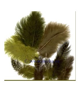 PLUMAS MARABÚ Y PINTADA MIX BOSQUE 18 UD