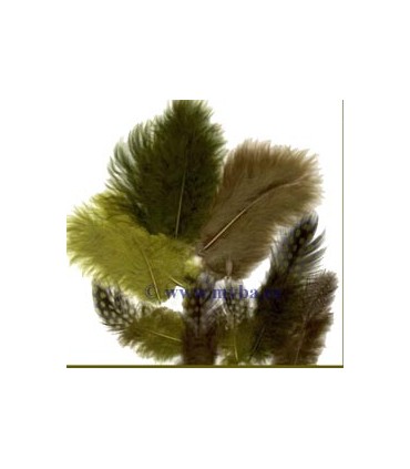 PLUMAS MARABÚ Y PINTADA MIX BOSQUE 18 UD