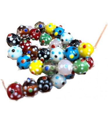 BOLAS ARTESANALES PUNTITOS 12 MM HILO MIX DE 40 CM