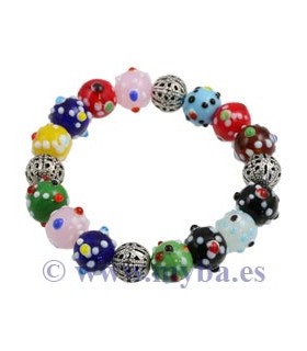 BOLAS ARTESANALES PUNTITOS 12 MM HILO MIX DE 40 CM