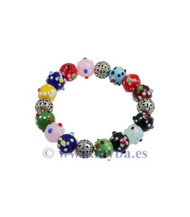 BOLAS ARTESANALES PUNTITOS 12 MM HILO MIX DE 40 CM