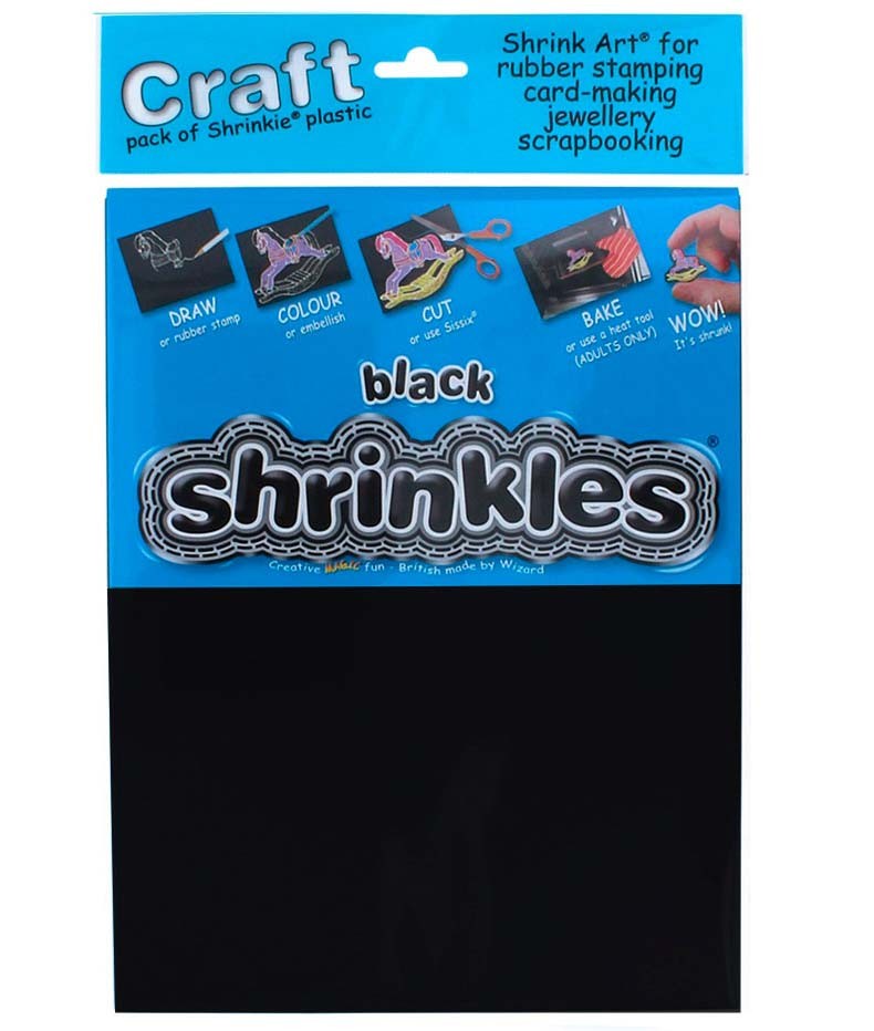 6 HOJAS PLÁSTICO MÁGICO SHRINKLES 26,2x20,2 CM : SHRINKLES:BLACK NEGRO