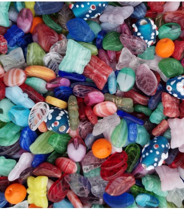 CUENTAS CRISTAL CHECO MIX COLORES Y FORMAS 500 GR