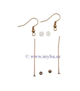 SET GANCHO , BASTÓN Y BOLA COBRE ANTIGUO x 4 UD