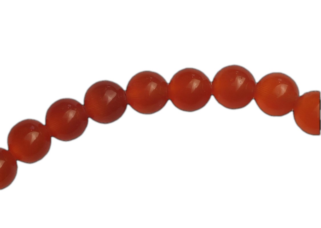 BOLAS CRISTAL OJO DE GATO LISAS 6 MM HILO 40 CM : COLORES:01 ROJO