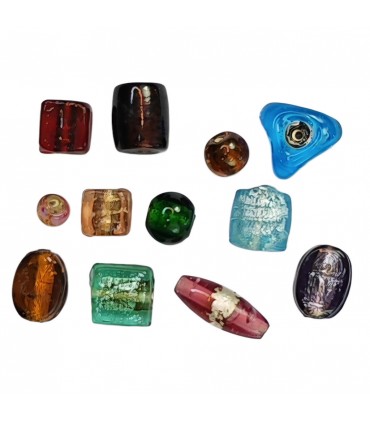 CRISTAL LAMPWORK MIX SILVER FOILED 100 GR APROX