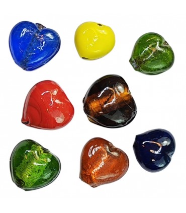CRISTAL LAMPWORK MIX CORAZONES 100 GRAMOS APROX.