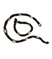 PULSERA Y COLLAR PERLA BLANCA Y NUDOS MARRÓN