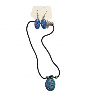 SET COLLAR Y PENDIENTES ÓVALO AZUL