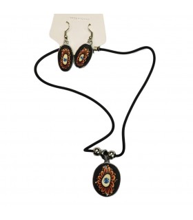 SET COLLAR Y PENDIENTES ÓVALO NEGRO