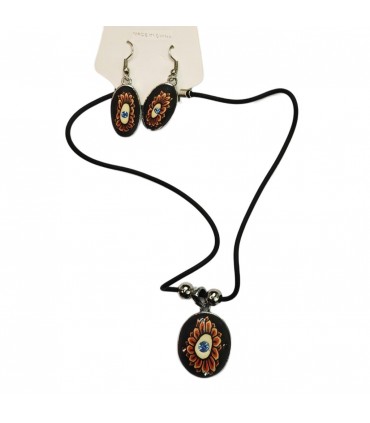 SET COLLAR Y PENDIENTES ÓVALO NEGRO