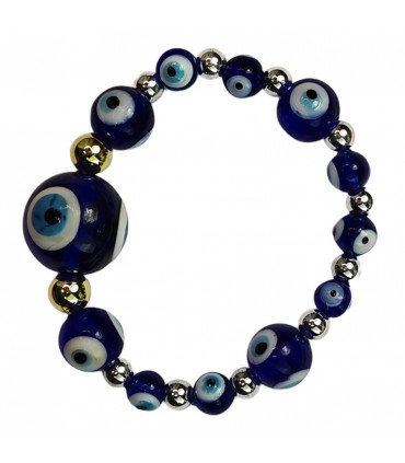 PULSERA CRISTAL OJOS BOLAS CCB ELÁSTICA 1 UNIDAD