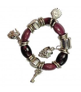 PULSERA CRISTAL AMATISTA Y CCB ELÁSTICA 1 UNIDAD