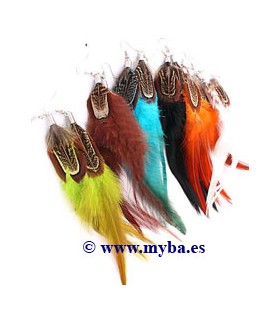 PENDIENTES PLUMAS COLOR SORPRESA 10 CM 1 PAR