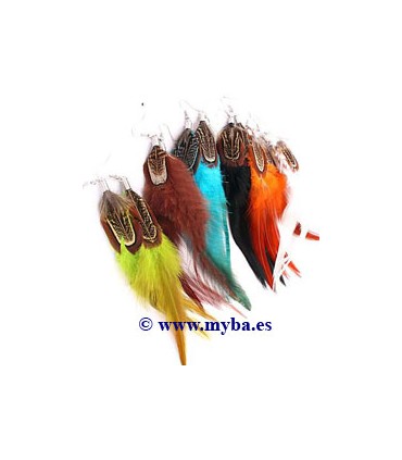 PENDIENTES PLUMAS COLOR SORPRESA 10 CM 1 PAR