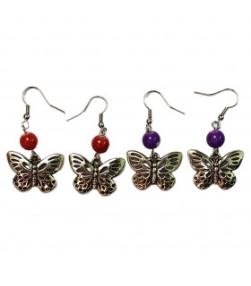 PENDIENTES MARIPOSA Y BOLA CRISTAL COLOR SORPRESA