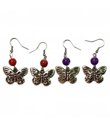 PENDIENTES MARIPOSA Y BOLA CRISTAL COLOR SORPRESA