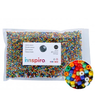 ROCALLA DE VIDRIO REDONDA 2,3MM 500GR MIX OPACO