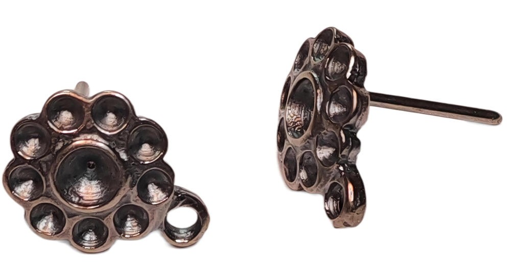 PAREJA PENDIENTES CÍRCULO 10 MM : Acabado:Baño Plata Antigua