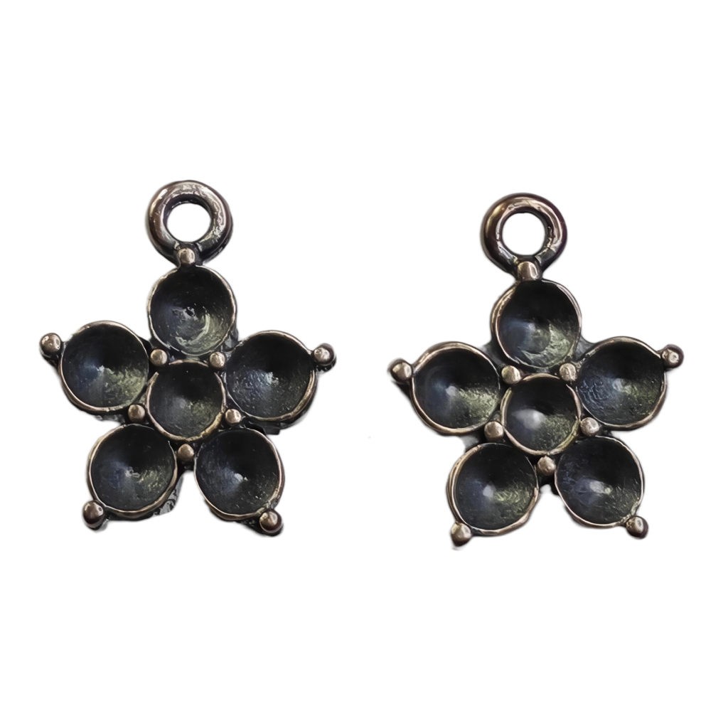 COLGANTE FLOR FUNDICIÓN 14 MM PARA SÍMIL PP24 2 UD : Acabado:Baño Plata Antigua